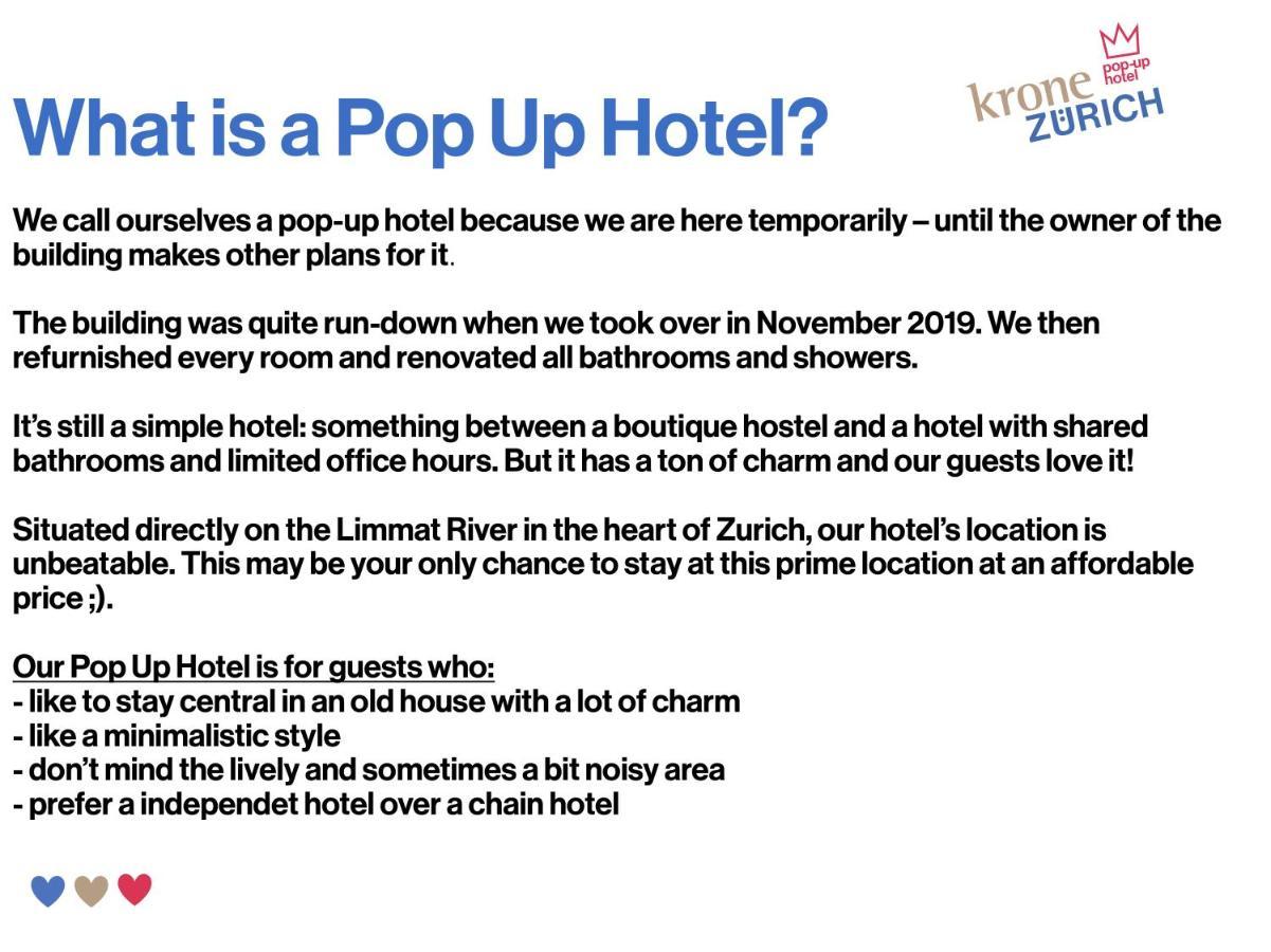 Pop Up Hotel Krone Zuerich Kültér fotó